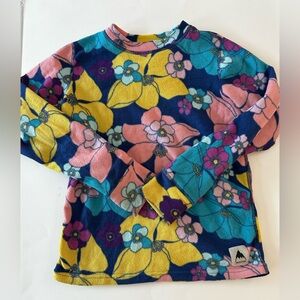 Burton Girls Teal, Purple and Yellow Fleece Base Layer Top, Small
